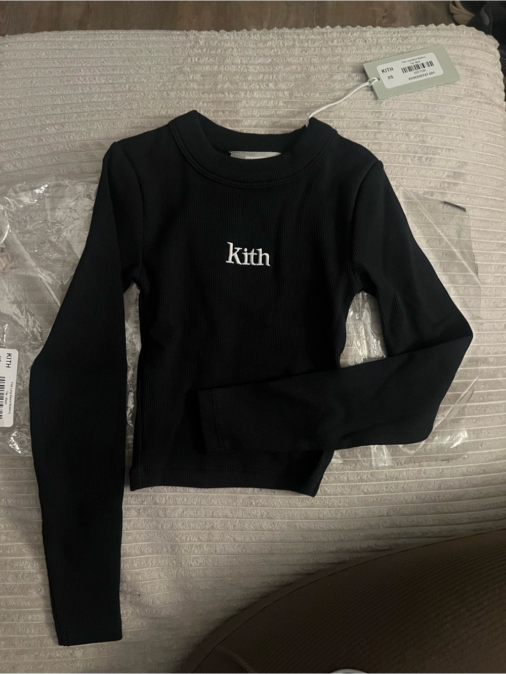Kith Black Ribbed Long-Sleeve Logo Tee